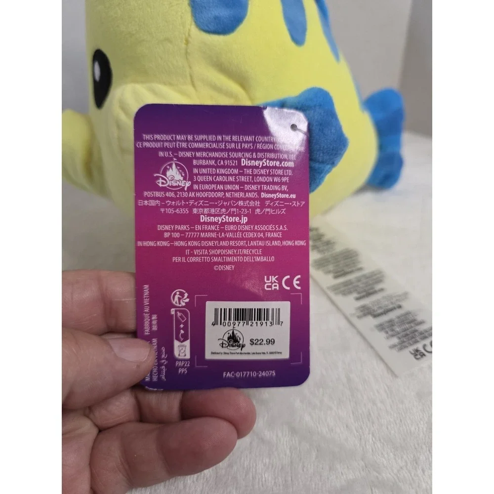 Disney‎ Princess Flounder Plush The Little Mermaid Yellow Blue Fish Toy 7